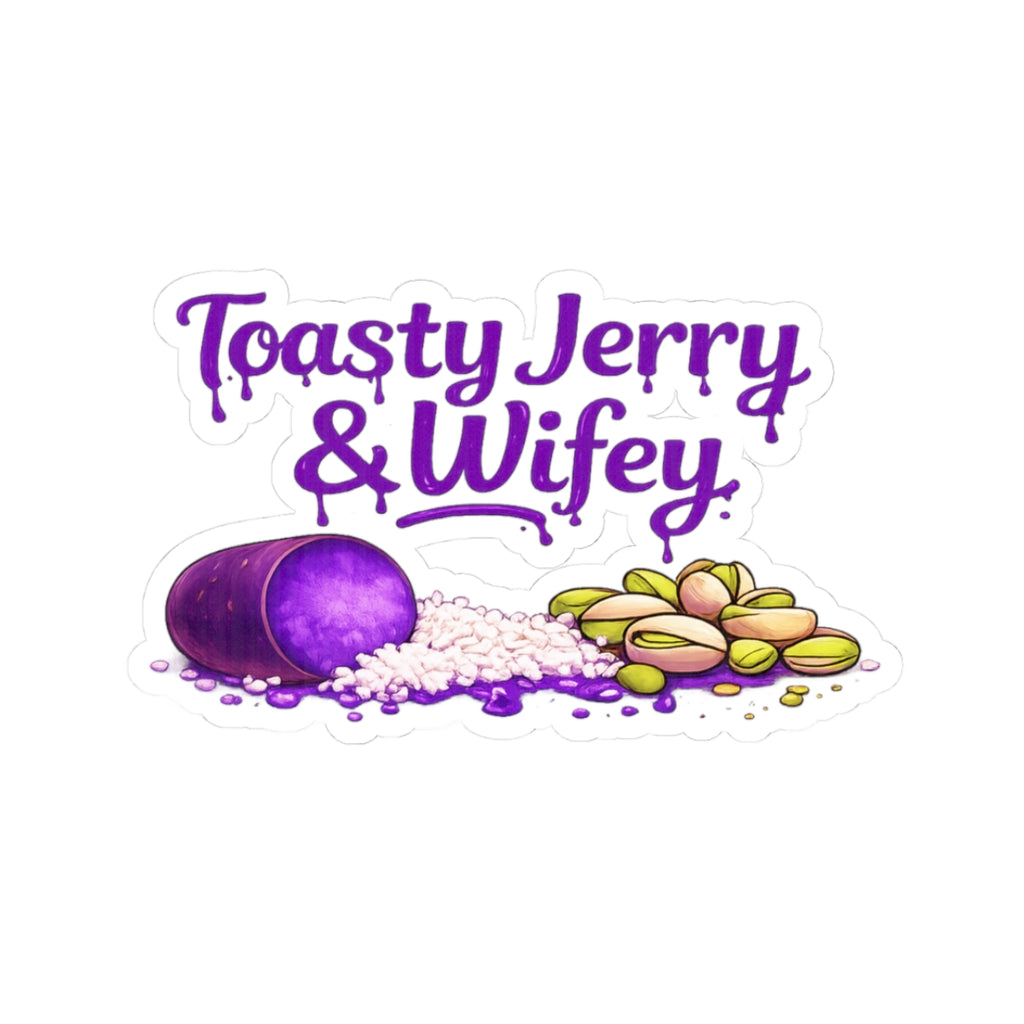 Kiss-Cut Sticker — "Toasty Jerry & Wifey" Ube + Coconut Flakes + Pistachio Vinyl Decal